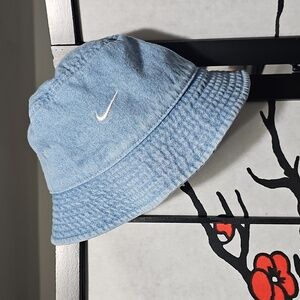 Nike Light Blue Denim Bucket Hat with White Swoosh